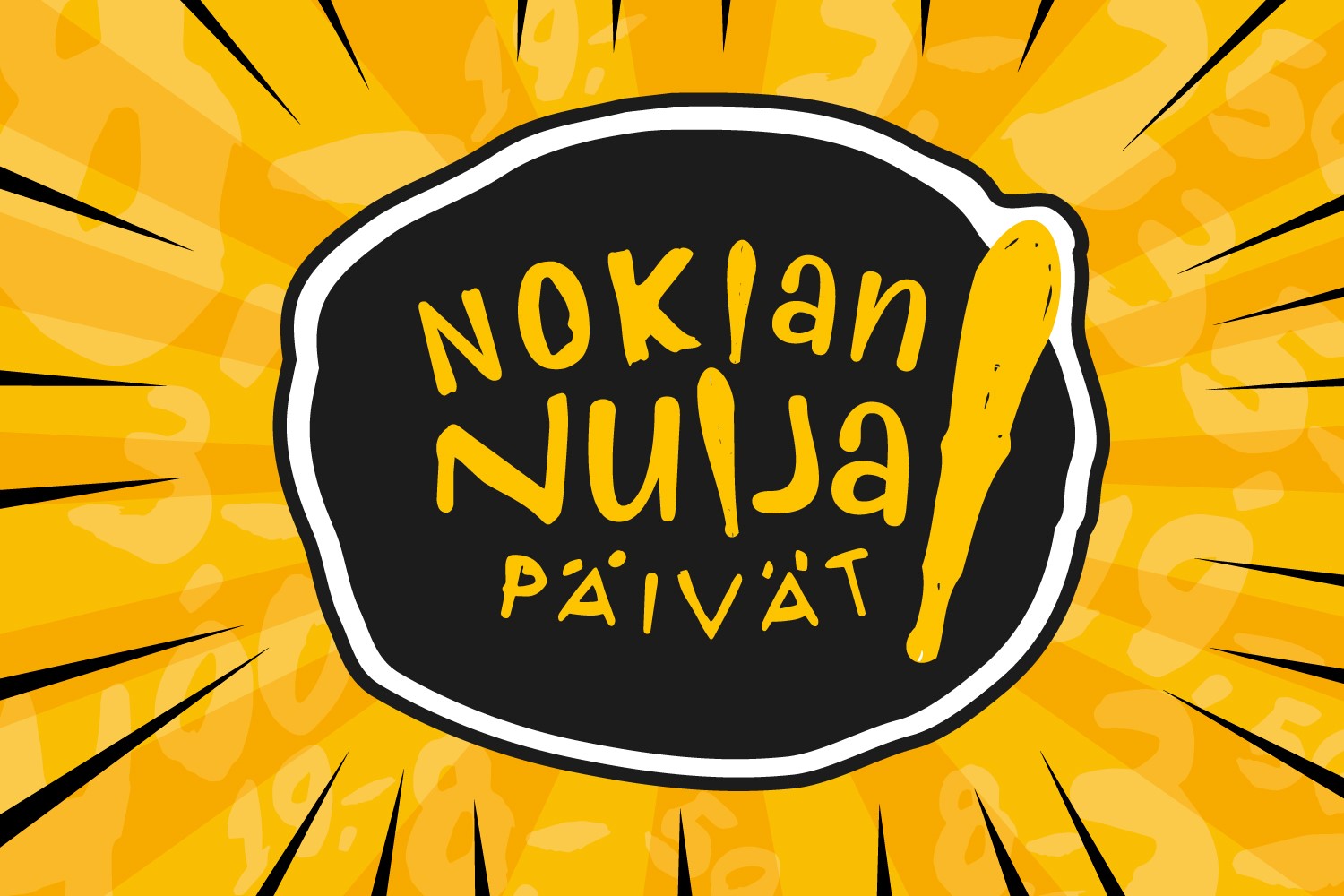 Nuija-päivien logossa on mustalla pohjalla räväkän keltainen teksti ja nuija.